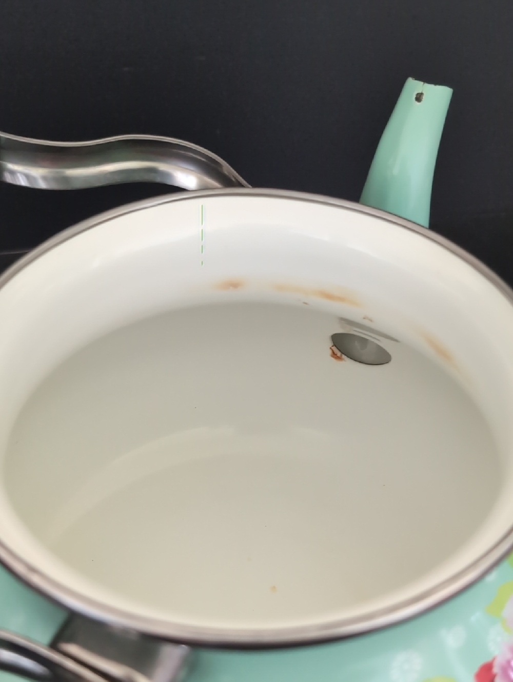 The Pioneer Woman Enamel/Steel Breezy Blossom Turquoise Tea Pot. - Picture 6 of 11
